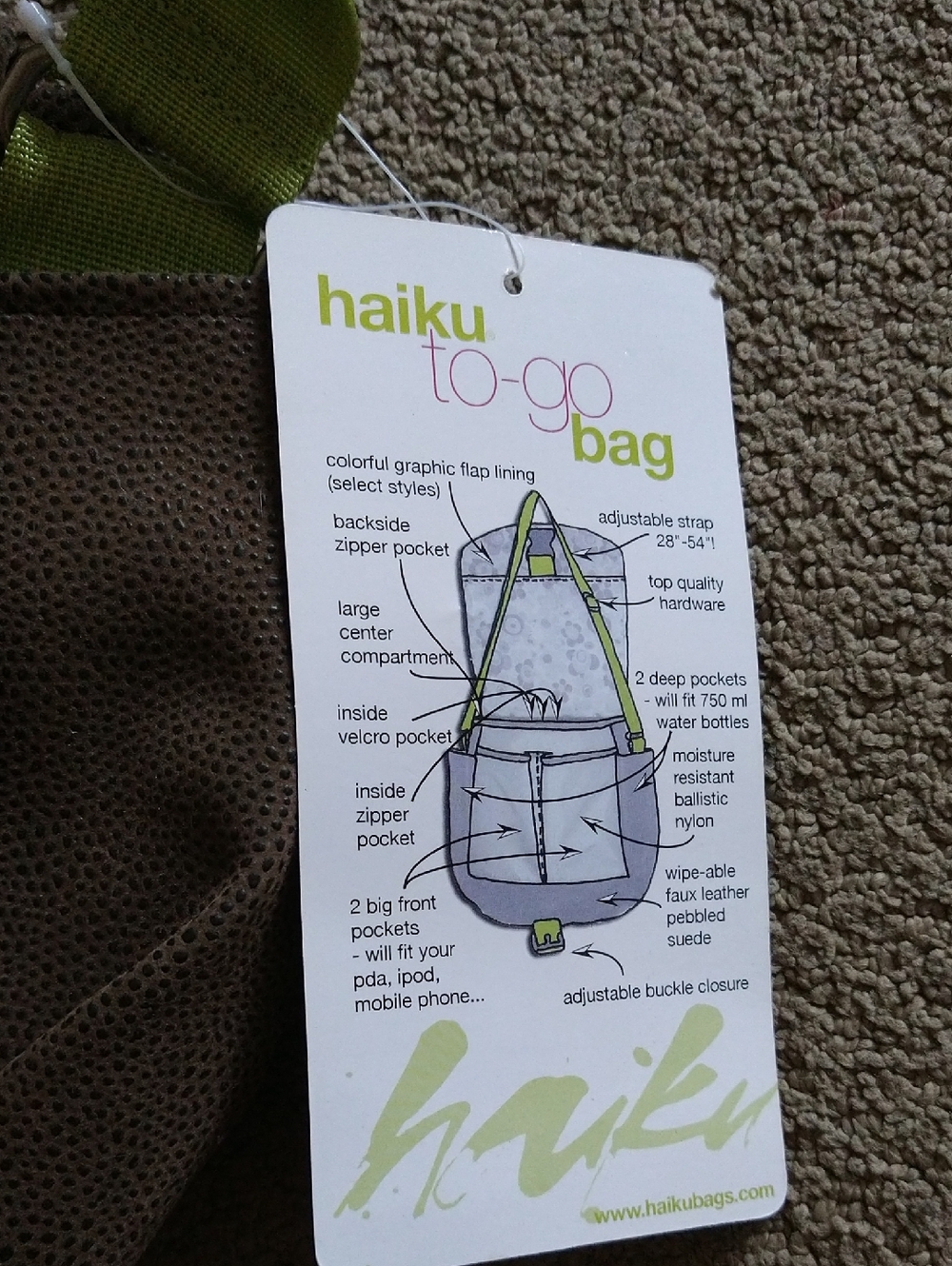 Haiku Brown & Lime Green Paisley To-go Bag - Picture 2 of 9